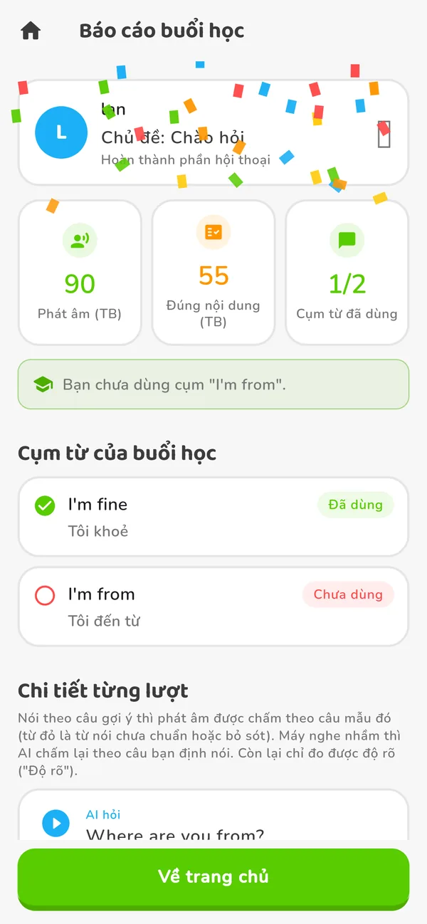 Báo cáo sau mỗi buổi